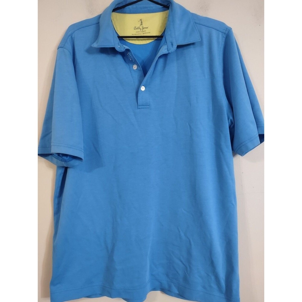 Bobby Jones Mens Polo golf Shirt Size Large blue Short sleeve